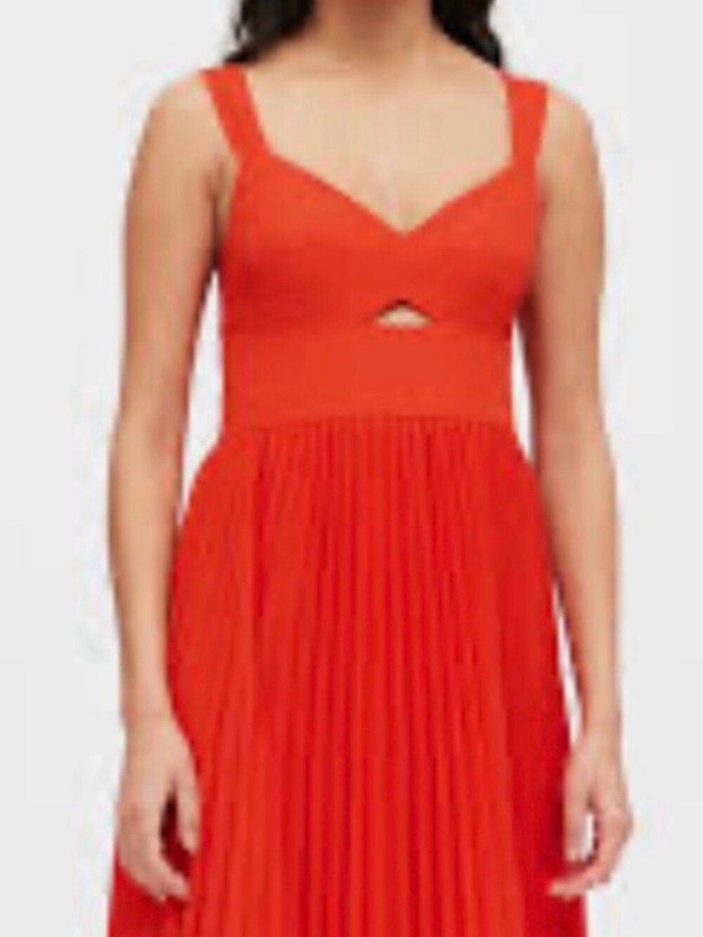Banana Republic High-Low Pleated Dress in Vibrant Fire Engine Red - Picture 2 of 4